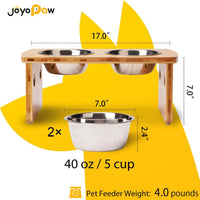 Elevated Dog Bowls, Bamboo Raised Dog Bowl Stand – Essentials for Dogs - Natural / Medium: 7'' Tall-40oz Bowl - image 2