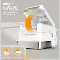 Stainless Steel Cat Litter Box with Lid, XL Large Enclosed - White - image 3