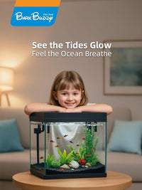 BARKBUDDY Fish Tank 2.5 Gallon Aquarium Kit, Self Cleaning Fish Tank, 7-Color Light 3-in-1 Quiet Pump Betta Fish Tank, Gold Fish Aquarium Starter Kit with Filter for Home, Office Corner