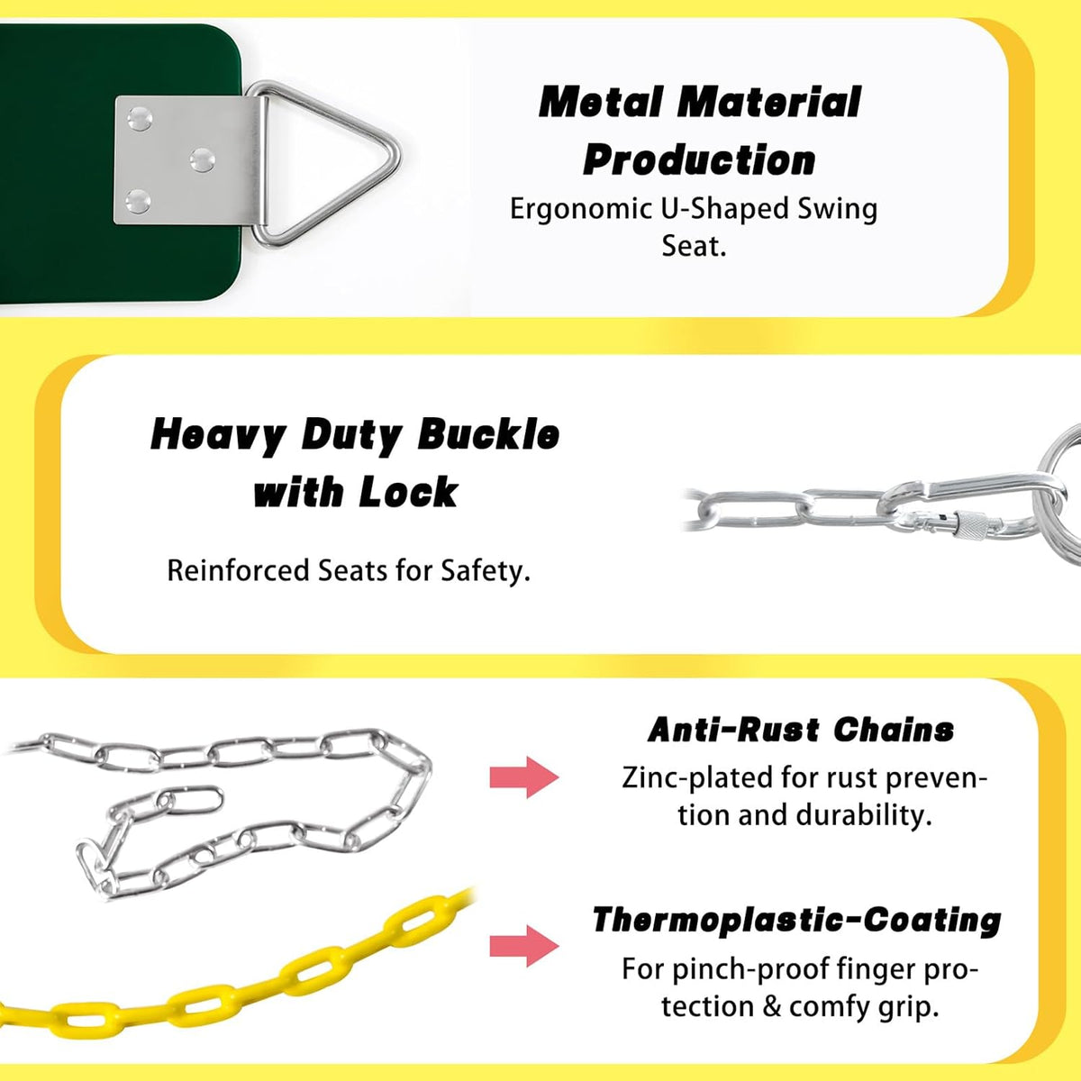Aobote swing seat replacement 2-pack with soft EVA seats and 66-inch chains - view 19