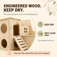 Tiny Hamster Maze Wood House Fun Slide House Double-Decker Hut - image 3