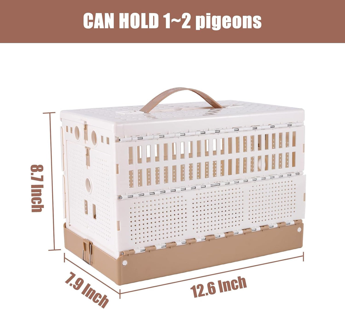 Plastic Foldable Pigeon Cage with Handle, S, Two Doors – Essentials for Birds - 12.6"L x 7.9"W x 8.7"H - image 2