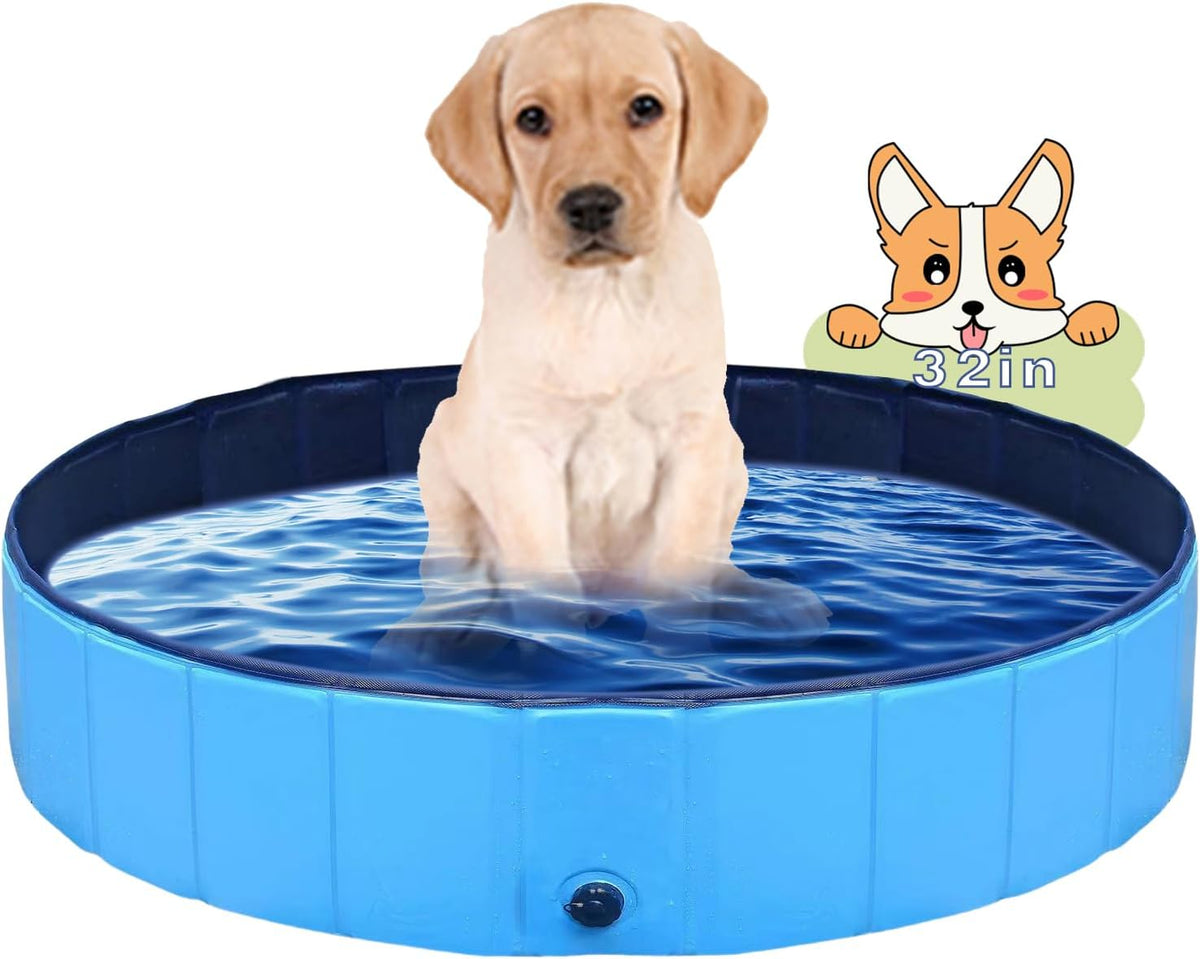 Dog Pool Foldable pet Pool Dog Swimming Pool Portable Suitable - 32x8in