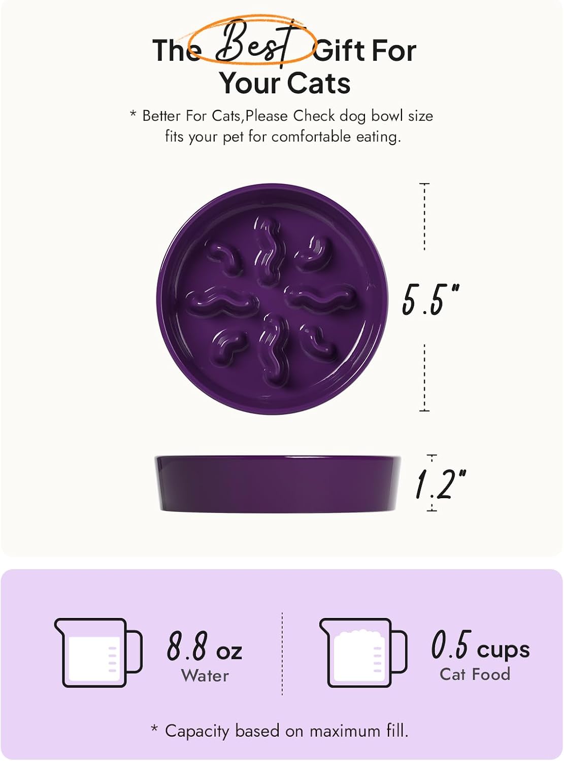 Ceramic Slow Feeder Dog Bowls Small Breed - Purple / S-0.5 Cups - image 3