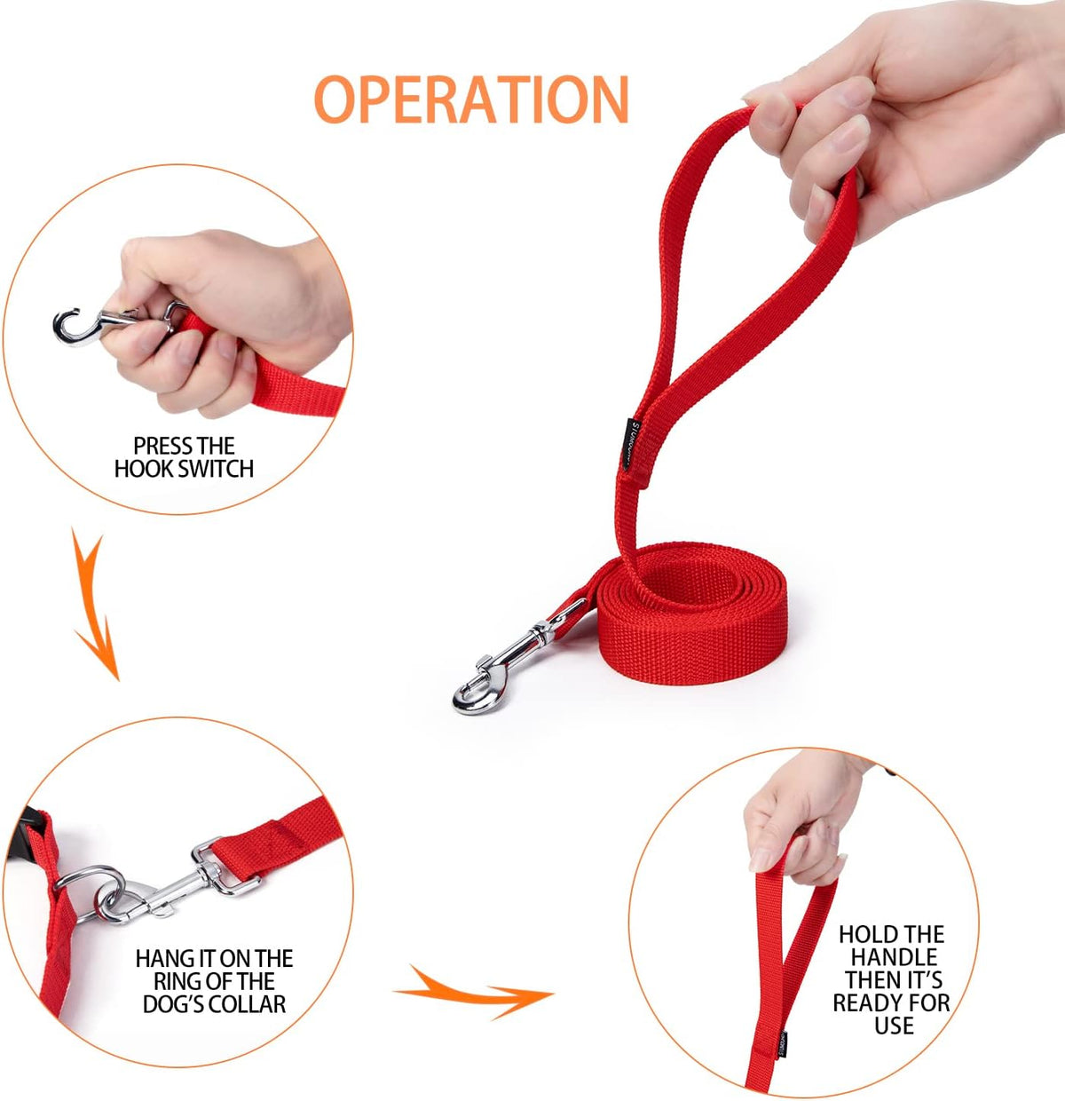 Strong Durable Nylon 10ft Long Dog Training Leash, Traction Rope - Red / 6 Feet - image 4