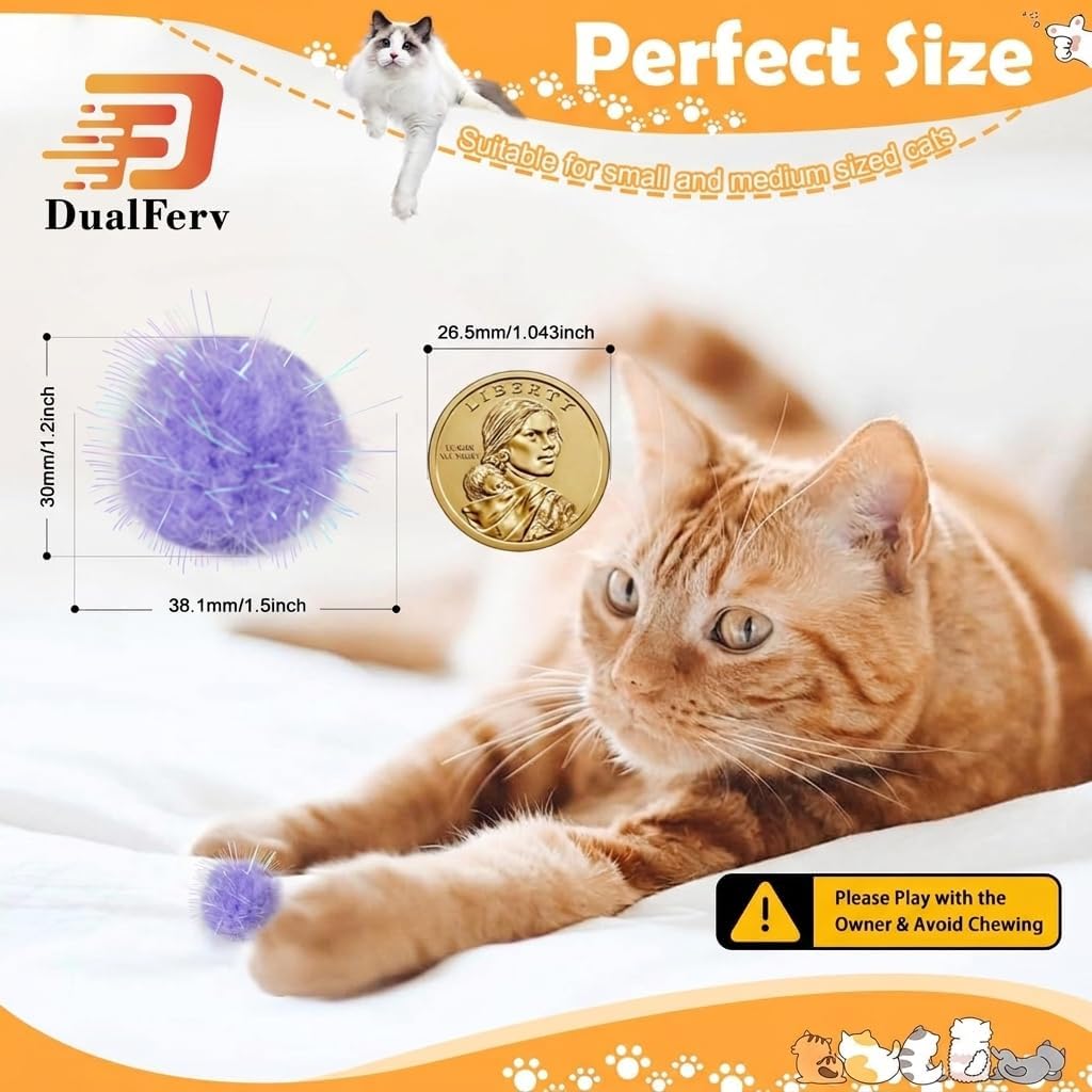 DF DUALFERV 60 Pcs Cat Pom Pom Balls, Interactive Cat Toys - 60 - image 2