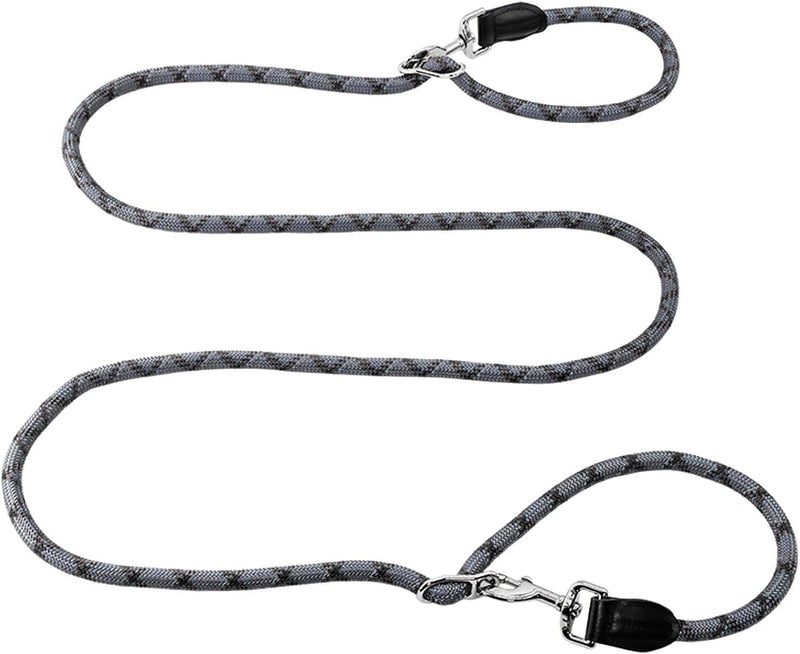 Hands Free Dog Leash, 8 in 1 Multifunction Nylon Double Leash for Dogs,1.2cm Adjustable Waist - Grey