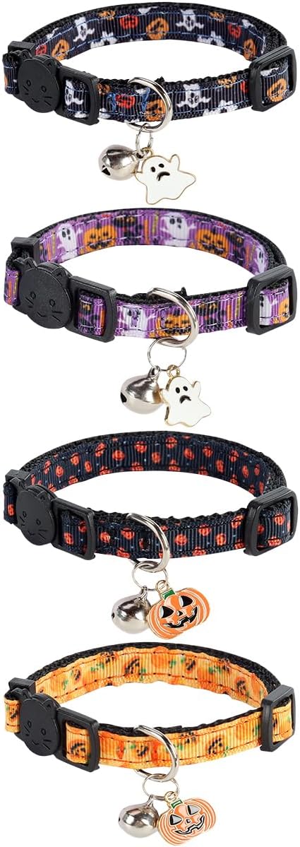 Yizepet Cat Collars with Bells, Breakaway Kitten Collar - Halloween - image 2