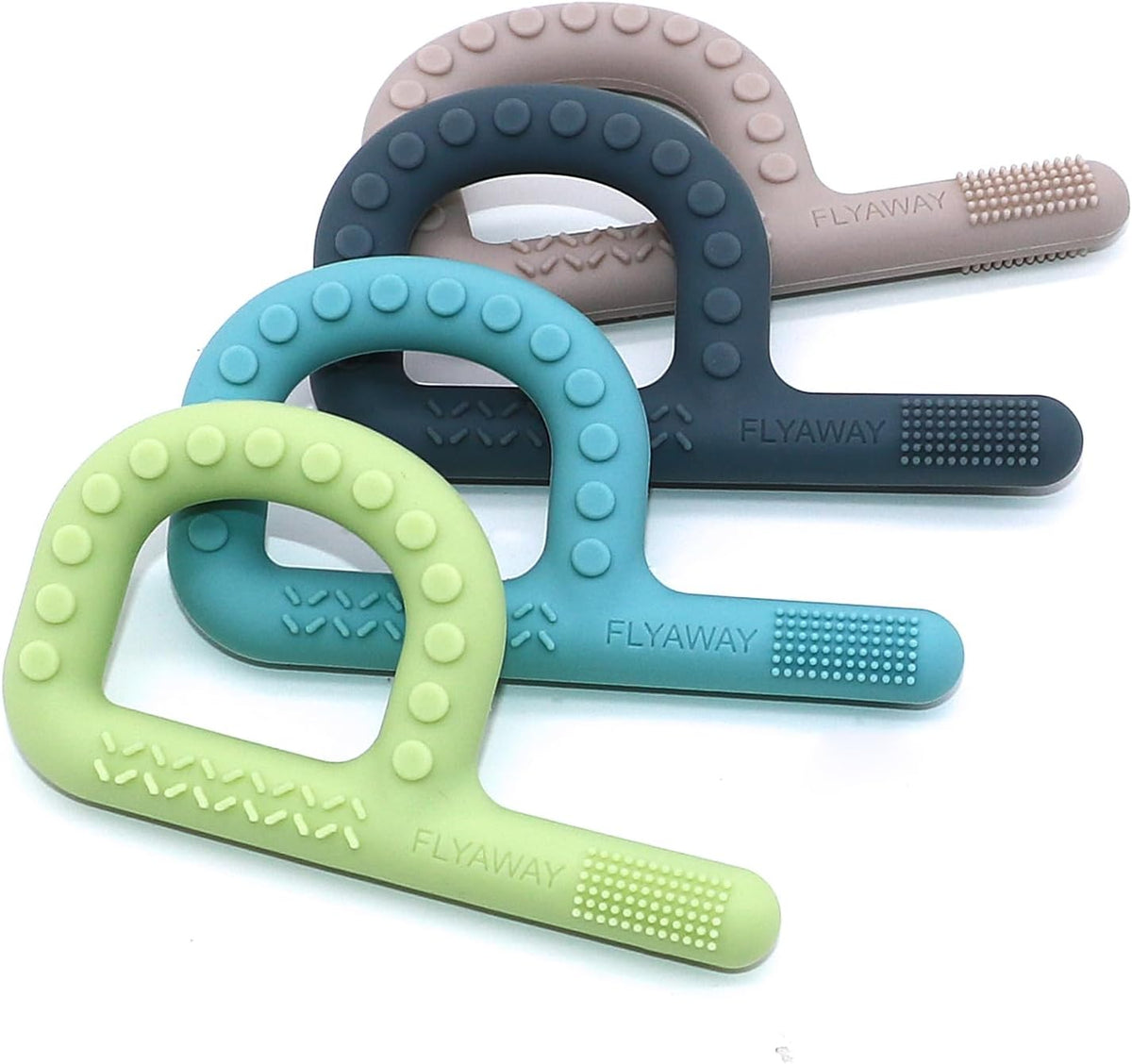 Teething Toys for Baby 3-6-12 Months 4 Pack P Shape - Blue/Khaki/Green/Gray - image 2