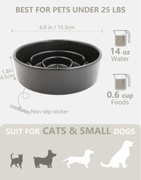 Ceramic Slow Feeder Dog Bowls - Black / 6 Inches - image 4