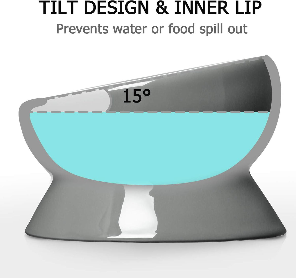 Y YHY Cat Bowl Anti Vomiting, Raised Food Bowls - 15oz / Grey - image 4