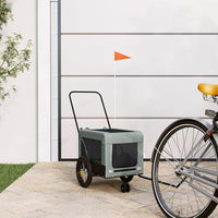 Tidyard Pet Bike Trailer Gray and Black Oxford Fabric and Iron Pet Bicycle Carrier, Animal Bike Stroller for Cat, Puppy, Dog, Outdoor, Travel Style C