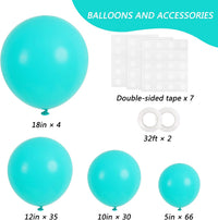 RUBFAC White Balloons Different Sizes 135pcs for Birthday Arch – Fun for Kids & Family - Teal Blue - image 2