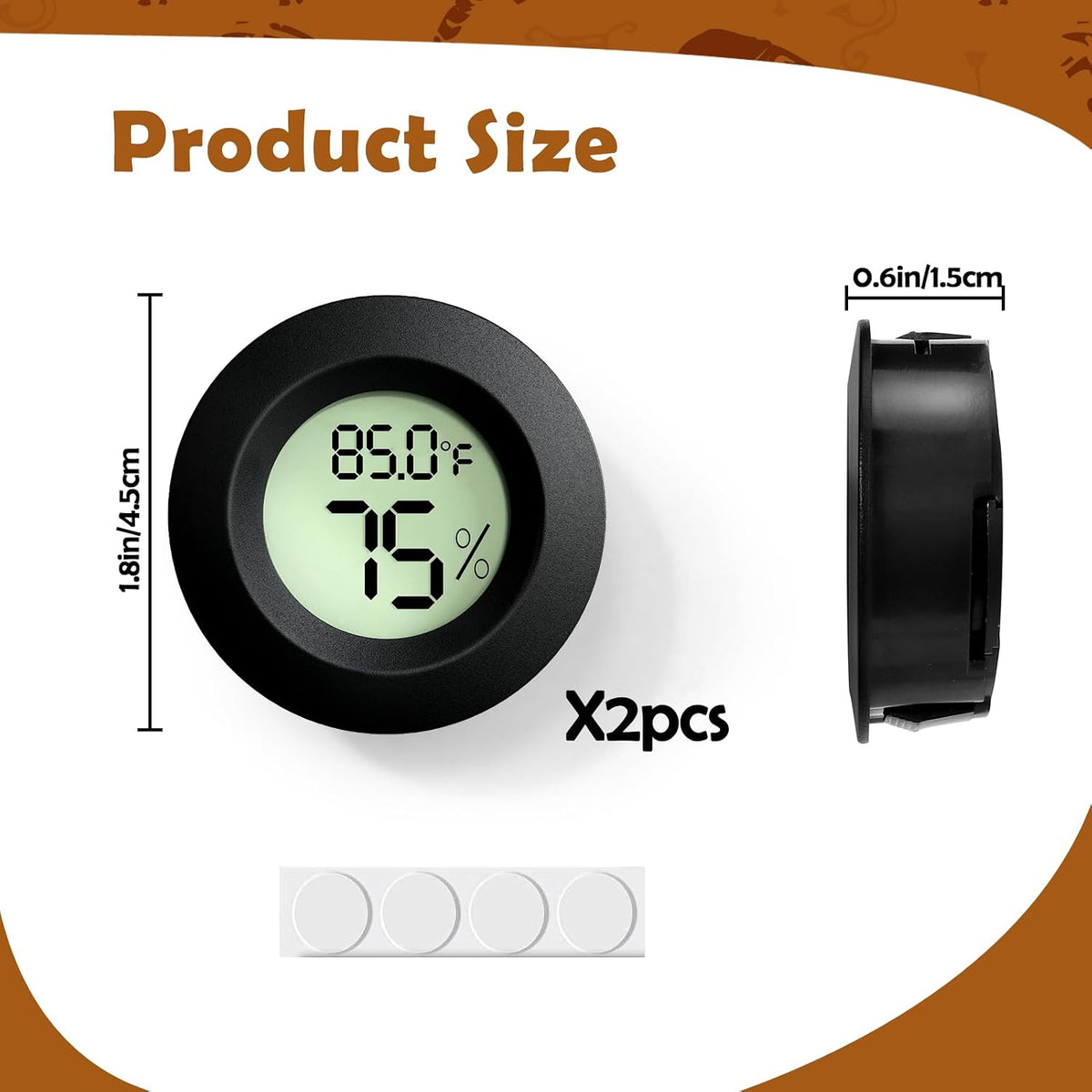 Reptile Thermometer and Humidity Gauge - 2PCS Rounded - image 2