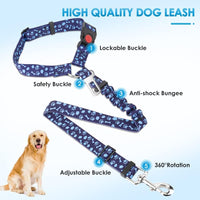 SlowTon Dog Seat Belt for Car - B.Blue Paw / Medium/Large (Headrest + Clip) - image 4