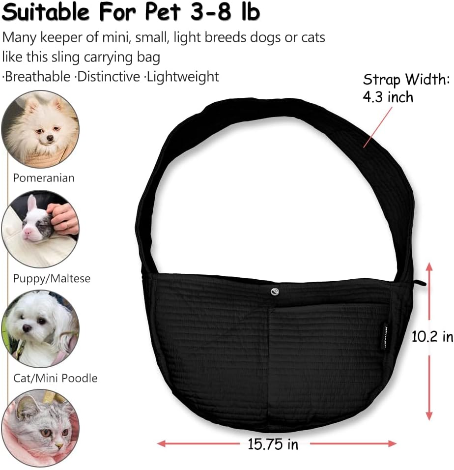 NATUYA Small Dog Cat Carrier Sling - Black / Canvas - image 3