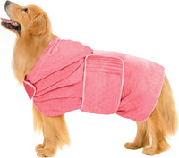 Avont Dog Bathrobe – Super Absorbent Quick-Dry Microfiber Hooded Robe – Essentials for Dogs - Pink / Medium