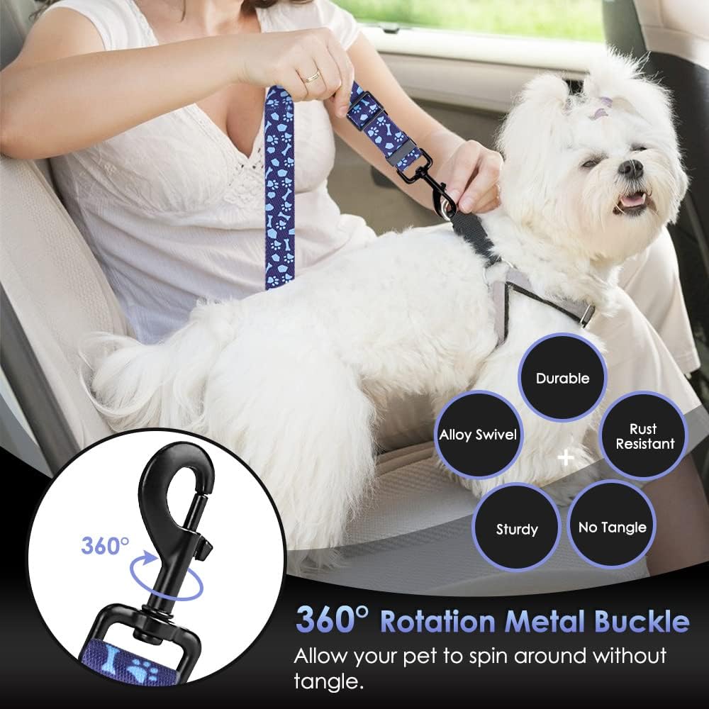 SlowTon Dog Car Seat Belt - Blue Dog Paw / 27.5in - 1 pack - image 4