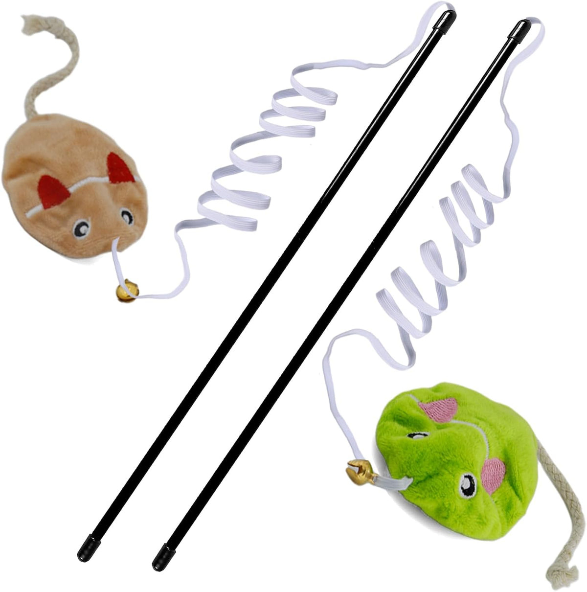 Interactive Cat Toy Wand with Catnip Mouse - 2 Pack Mouse