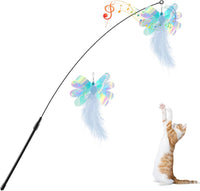 Pawaboo Cat Feather Wand Interactive Toy - Blue Butterfly