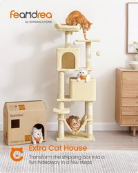 Feandrea Cat Tree, Multi-Level Condo - 59.5 Inches / Beige - image 2