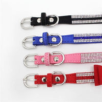 Small Dog Collar with Rhinestone Crystal Diamond Colorful Bling Girl Cat Collars Pink XXL
