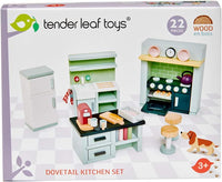 Tender Leaf Toys wooden dollhouse furniture nursery set with cot, high chair, pram and baby - view 13