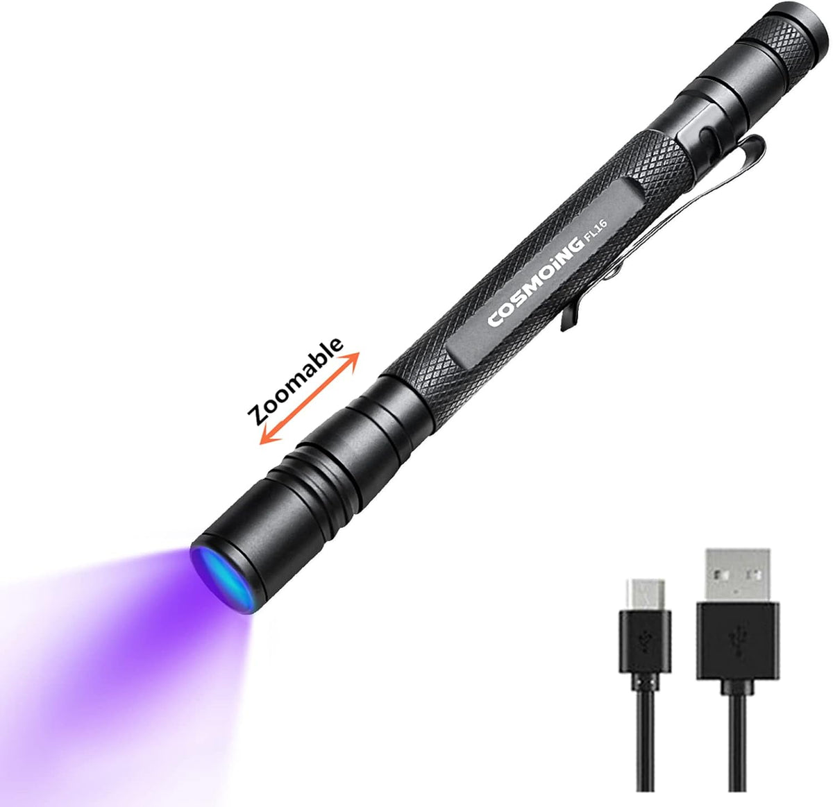 UV Flashlight 395nm Zoomable Black Light Lamp Ultraviolet Lights – Essentials for Dogs - 1 Pcs-rechargeable Uv Flashlight