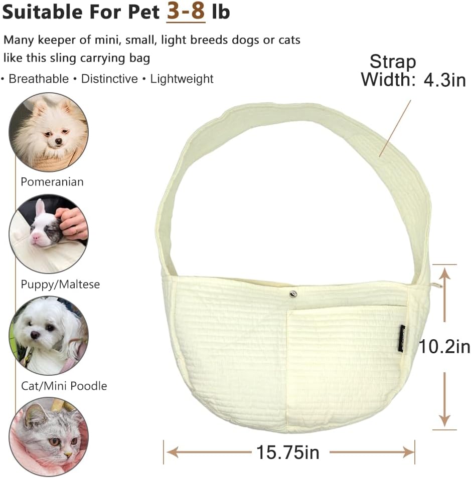 NATUYA Small Dog Cat Carrier Sling - white / Canvas - image 2