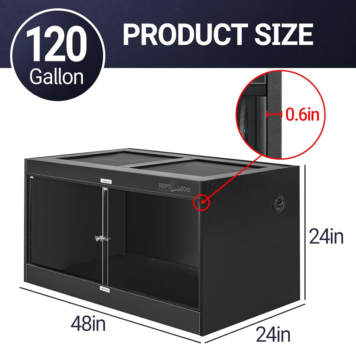 REPTI ZOO 50 Gallon PVC Reptile Enclosure - 48x24x24" - image 2
