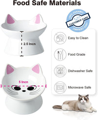 Cat Water Bowl, 15° Tilted and Raised Pet Food Dish - 1 Pack / Pink Cat - image 3