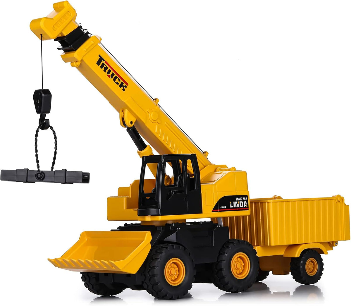 SASBSC 3-in-1 big crane truck toy with extended boom, rope hook and friction wheels - view 2
