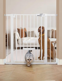 Babelio 36" Tall Pet Gate with Cat Door, CatPrivilege II, 29-40" - White / 29-40" Wide, 36" Tall