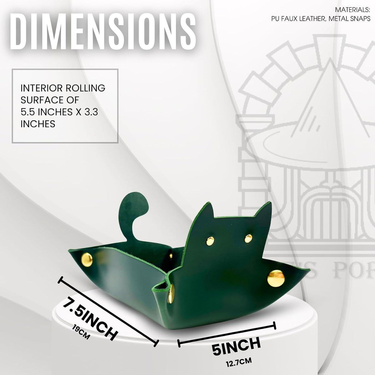 Sage's Portal brown cat-shaped foldable PU leather dice rolling tray - view 24