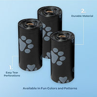 Best Pet Supplies Dog Poop Bags (360 Bags) for Waste Refuse Cleanup, Doggy Roll Replacements for Outdoor Puppy Walking and Travel, Leak Proof and Tear Resistant, Thick Plastic - Black
