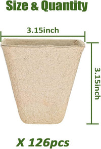 126 Packs Square Peat Pots, 3.15 Inch Seed Starting Pots with Drainage Holes Square Nursery Pot,Biodegradable Eco-Friendly Round Plant Seed Starter Peat Germination Seedling Trays