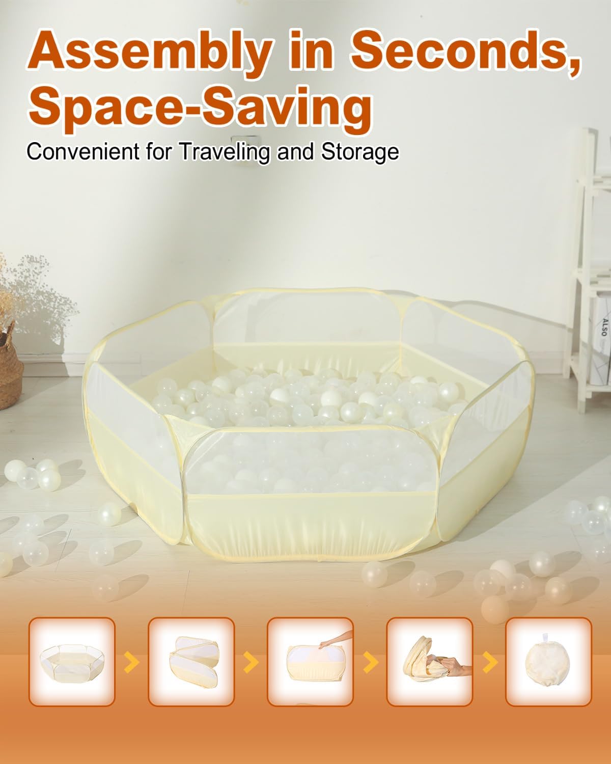 TRENDPLAY foldable pop up ball pit play tent for toddlers with storage bag - view 21