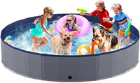 Niubya Foldable Dog Pool, Collapsible Plastic Dog Swimming Pool - 6XL - 97'' x 16''