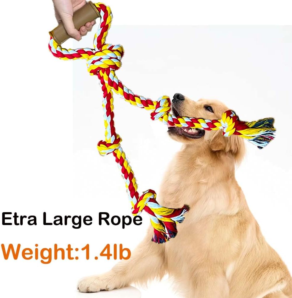 Extra Large Dog Rope Toys for Aggressive Chewers, Tug of War - yellow - image 4