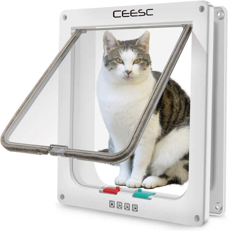 CEESC X-Large Cat Door for Pets up to 25 lbs, Weatherproof - White / XL- Inner size: 7.9"(W) x 8.7"(H)