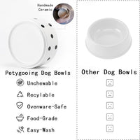 Petygooing Elevated/Raised Ceramic Dog Bowl for Small Breeds, Dog Food Water Dish with Stand,Pet Feeding Bowl with Anti Slip Rubber for Cats and Small Dogs Puppy 13.5 OZ (5.1In / 1.7 Cups) Black Dot
