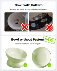 Elevated Cat Food Bowl, 5 Oz Ceramic Raised and Tilted Water Bowl, Anti Vomiting and Protect Pets' - Green / 5 OZ - 2 Pack - image 3