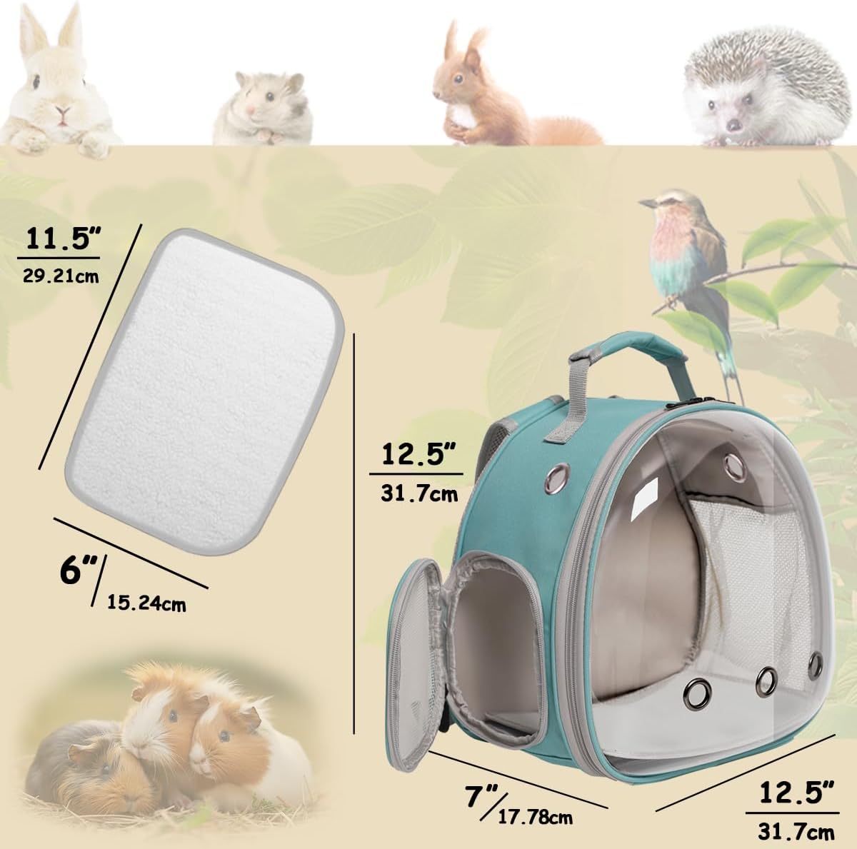 Bearded Dragon Travel Carrier, Lizards Carrier - Blue / Backpack - image 2
