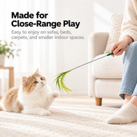 Cat Teaser Wands 2 Pack, Natural Feather, Two Feather Styles – Essentials for Cats - Green Wheat - image 4