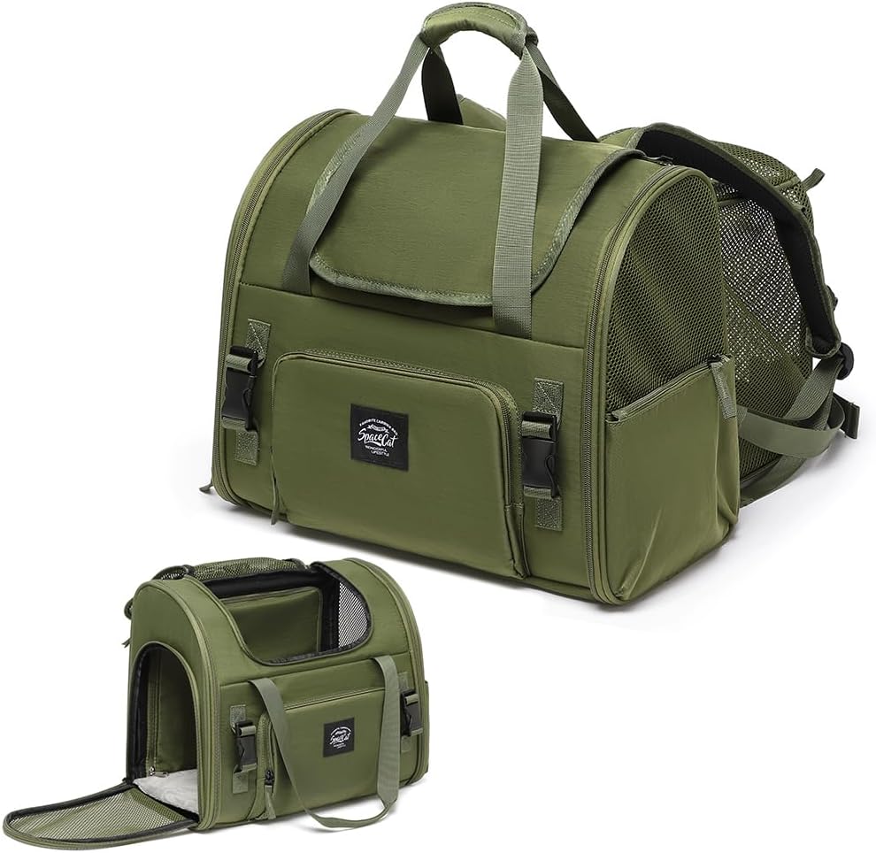 Pet Backpack Carrier for Small Dogs Medium Cats, Puppies - green / 16.5"L x 9.0"W x 13.0"H