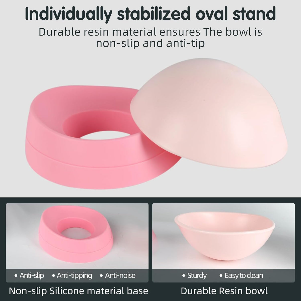 Bulldog Bowl Anti-Slip Dog Cat Dish Detachable Rubber Dog Bowl Pet - Pink / 3.5 Cup ( Medium/Large Dog ) - image 4