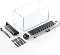 Pawfly 5 Gallon Fish Tank Ultra Clear Rimless Glass Aquarium Kit with Extendable LED Light Internal Filter Magnetic Brush & Thermometer Stickers Rectangular Glass Fish Tank Kit for Betta Shrimp Plants