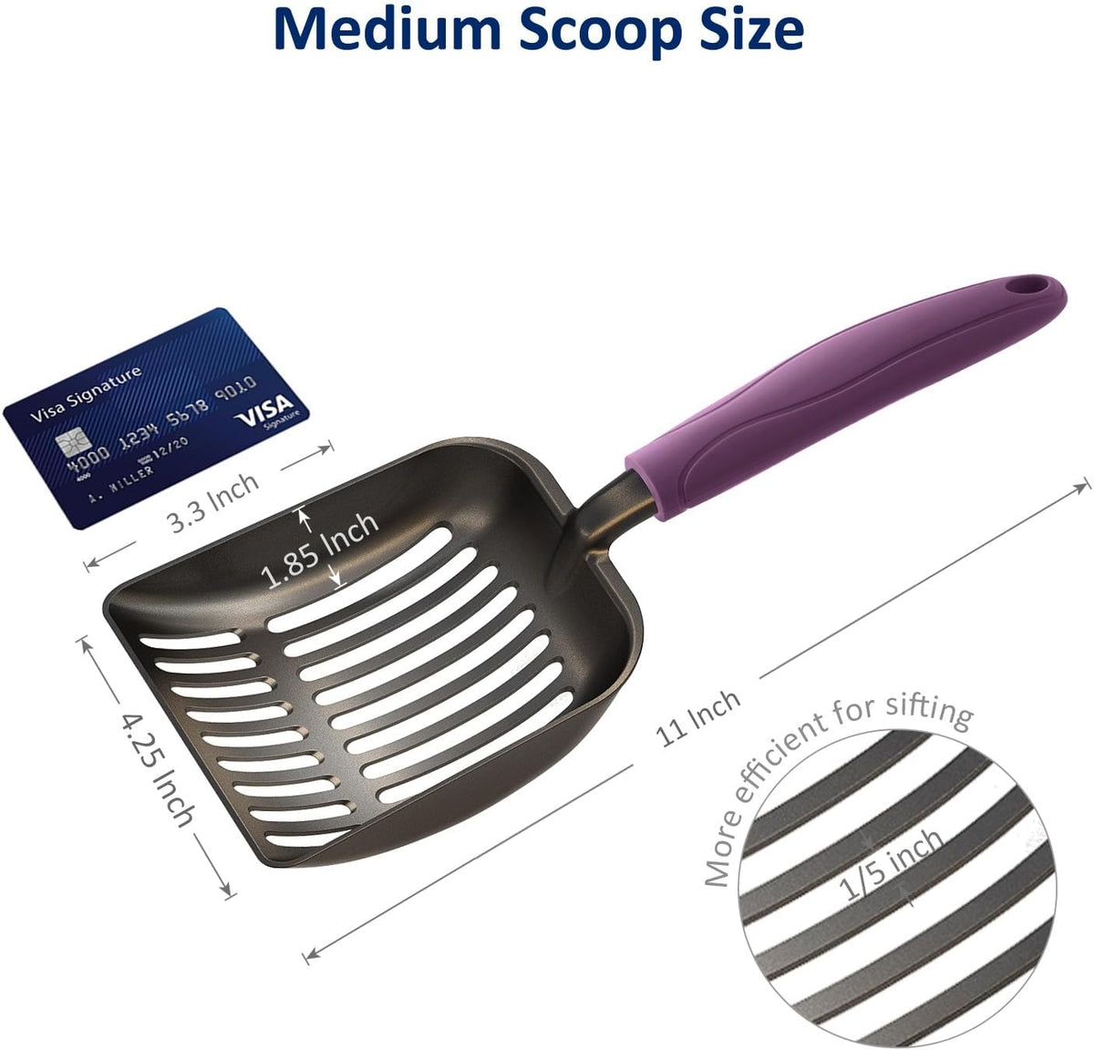 Cat Litter Scoop, Non-Stick Plated Aluminum Alloy Sifter - Medium / #07 Violet - image 2