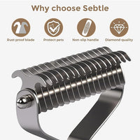 Undercoat Rake for Dogs - Professional Pet Shedding Dematting Comb with Wood Handle, Stainless Steel Blades for Pet Cats Dogs Matted Hair Tangles Removing