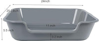 2 Pack of Extra Large Cat Litter Box (ABS Material), Low Entry Senior Litter Pen for Geriatric Kitty Big Cats, Jumbo Pet Safe Litter Boxes Tray for Indoor Pets Potty (Gray, 24" L x 20" W)